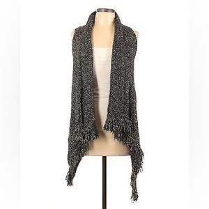 (3/$10) ANA fringed open front sweater vest